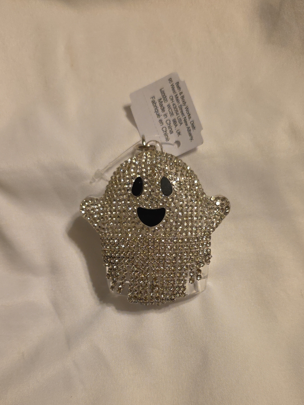 Bath & Body Works Rhinestone Ghost Bag Charm - Clear/Silver